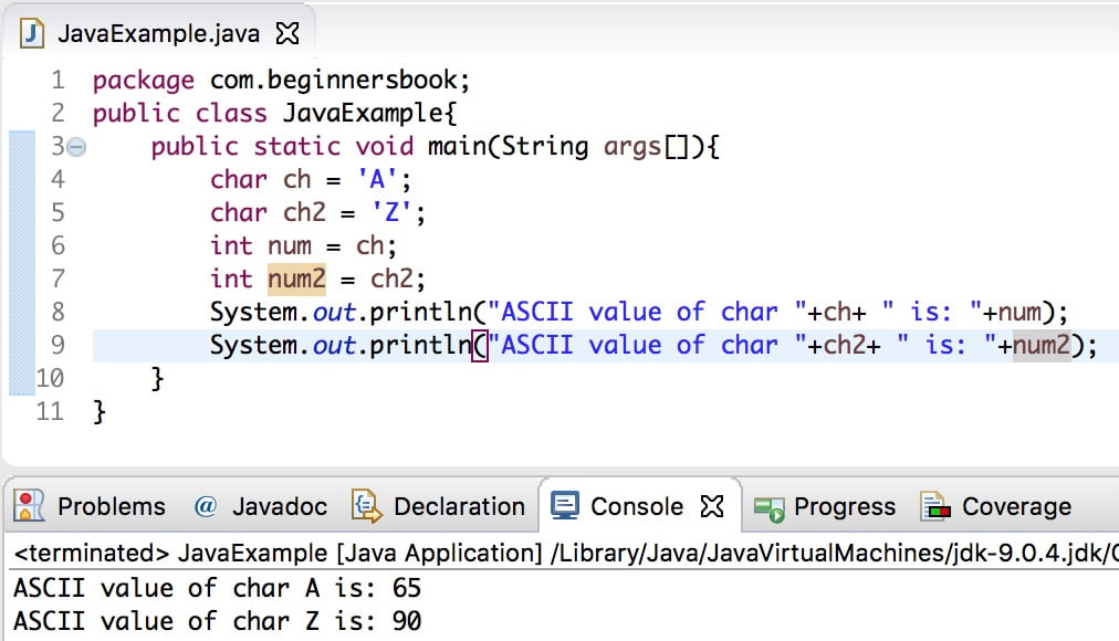 Java Convertir char a int con ejemplos
