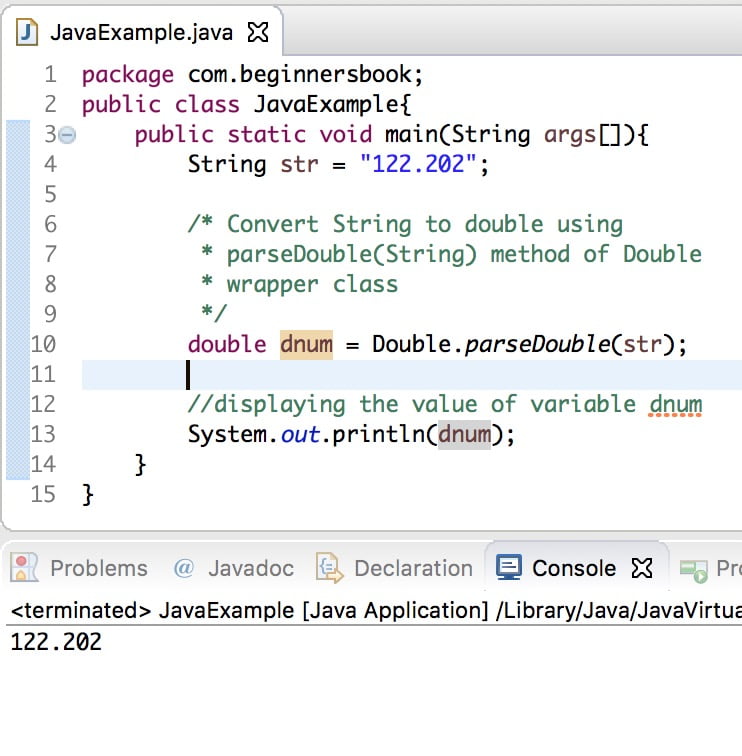Ejemplos de Conversión de Cadena de Java a Doble