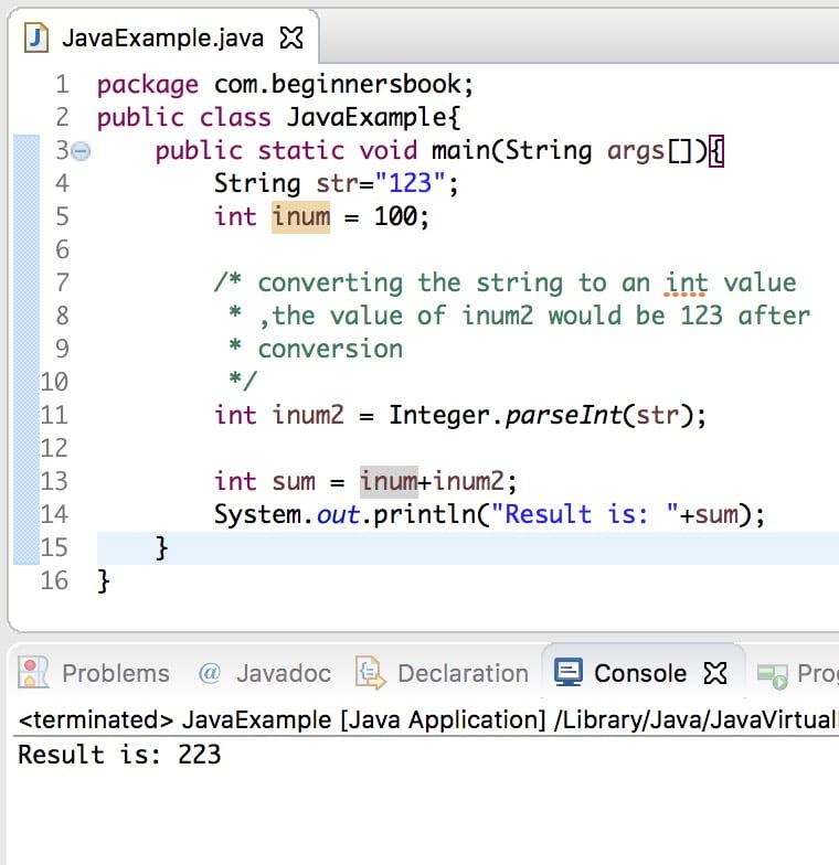 Ejemplos de Conversión de Cadena de Java a int