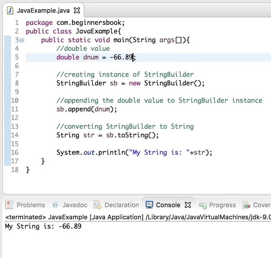 Java Convertir doble a cadena usando StringBuffer y StringBuilder