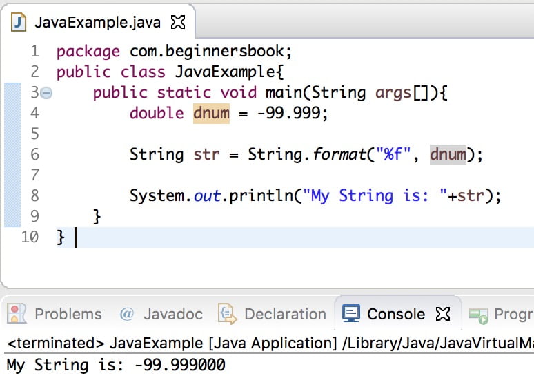 Java Convertir doble a cadena usando String.format()