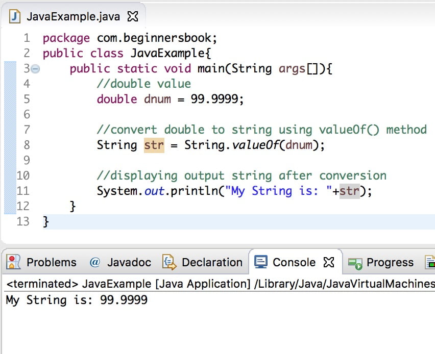Java Convertir doble a cadena