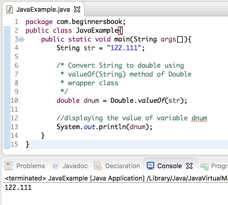 Convierte String en doble en Java usando valueOf()